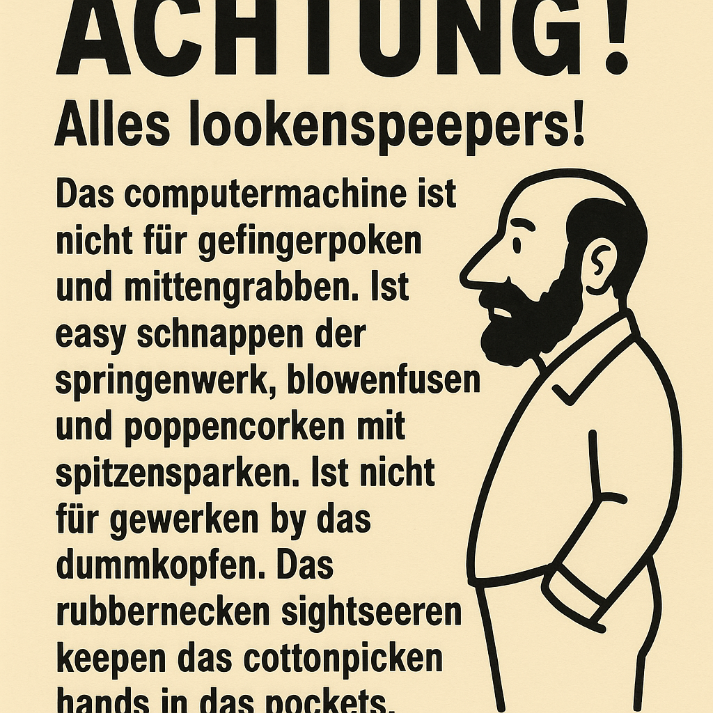 German warning broadside with an illustrated man and dense black lettering